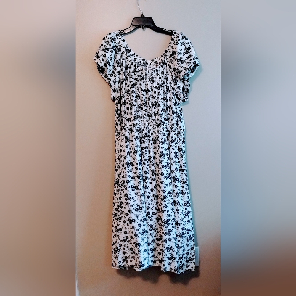 Gap Puff Sleeve White Floral Midi Dress, XXL - NWTs